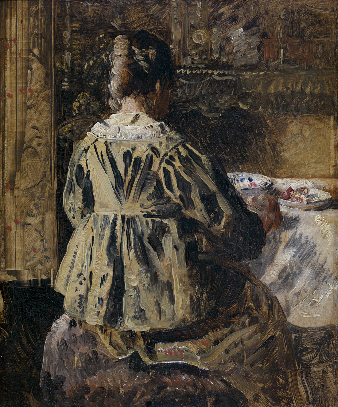 Schilderij De maaltijd of de vrouw op de rug gezien van Henri De Braekeleer