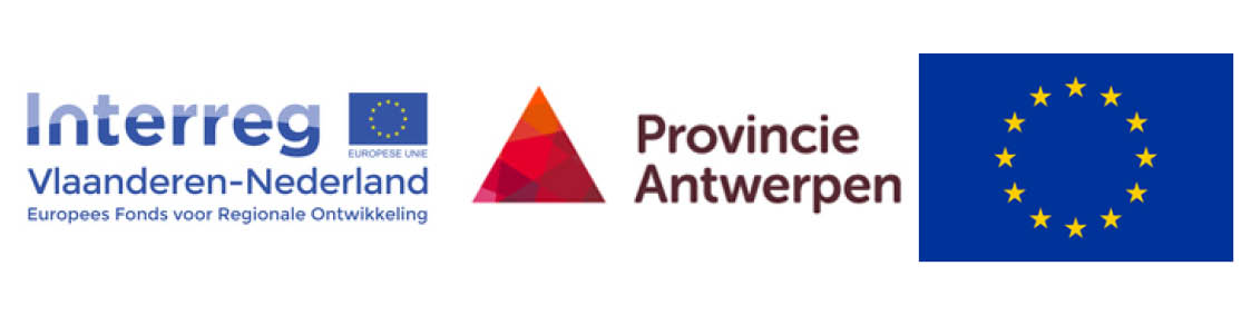 Logo's Provincie Antwerpen, Intereg en Europese vlag
