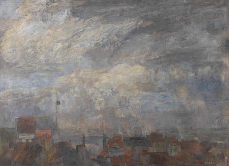 daken-in-oostende-james-ensor-kmska.jpg Schilderij Daken in Oostende van James Ensor