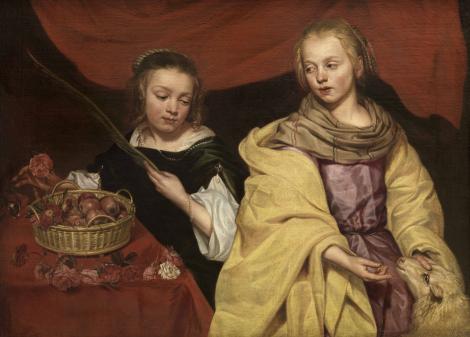 twee-meisjes-als-de-heiligen-agnes-en-dorothea-michaelina-wautier-kmska.jpg Schilderij Twee meisjes als de heiligen Agnes en Dorothea van Michaelina Wautier