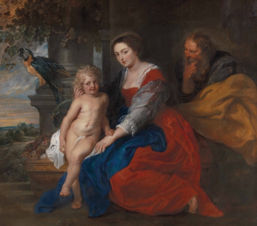 heilige-familie-met-de-papegaai-peter-paul-rubens.jpg Schilderij Heilige familie met de papegaai van Peter Paul Rubens