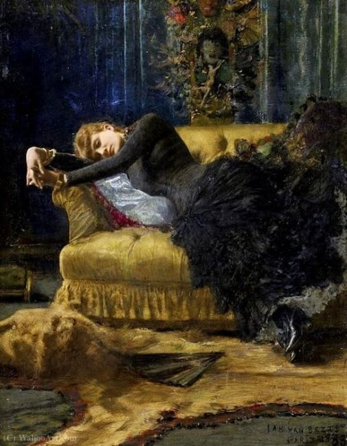 Jan_Van_Beers-Portrait_of_a_Young_Woman.jpg Portret van een jonge vrouw van Jan Van Beers uit een privé-collectie
